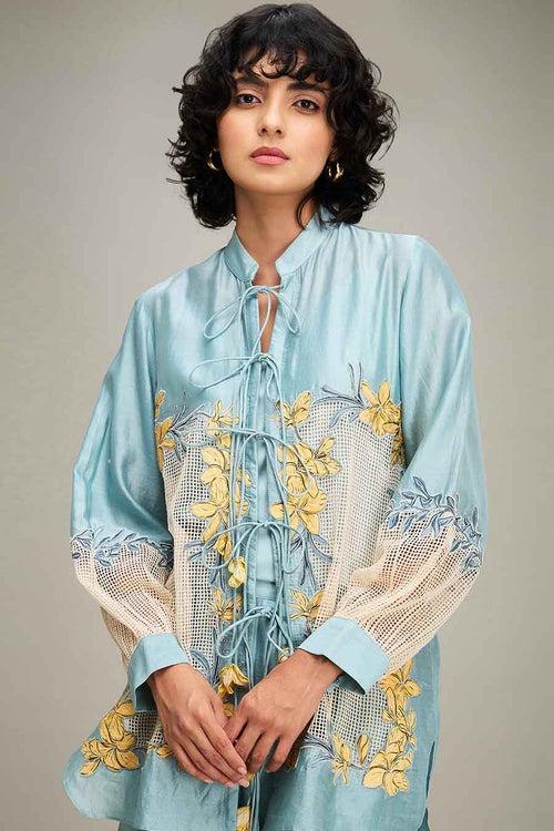 Blue Zinnia Applique Shirt & Pant Co-Ord Set