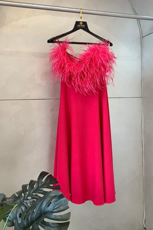 Hot Pink Feather Loaded Dress