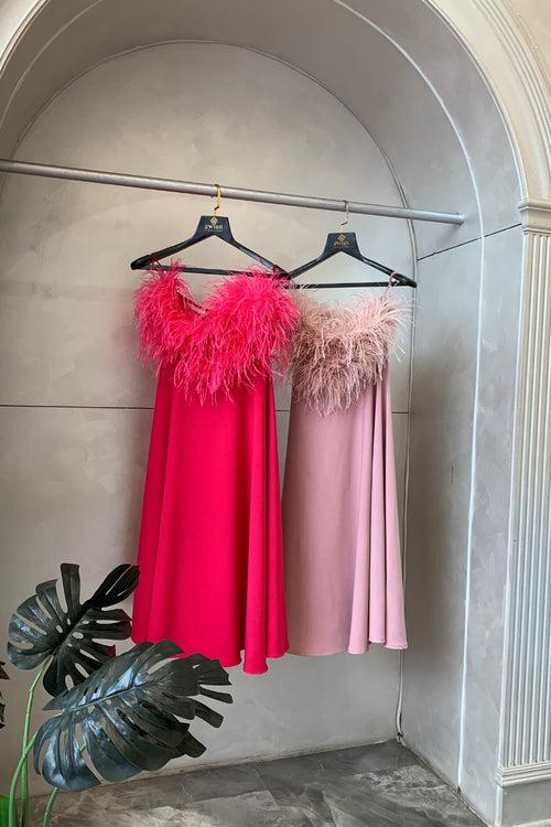 Hot Pink Feather Loaded Dress