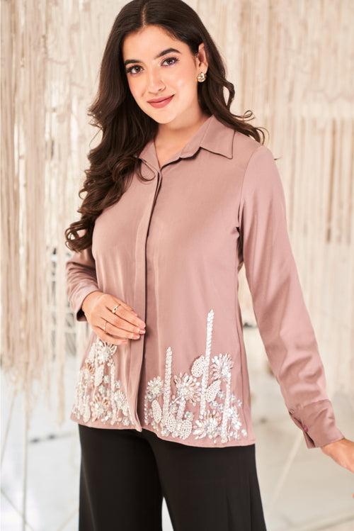 Dusty Pink Embellished shirt