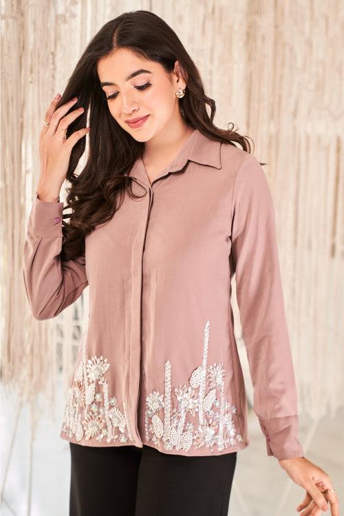 Dusty Pink Embellished shirt