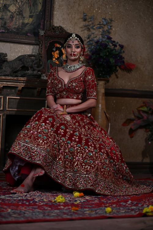 Red Velvet Lehenga