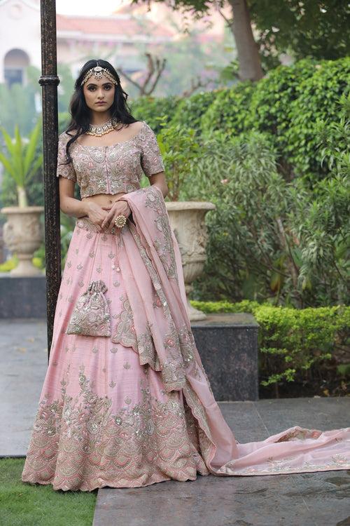 Blushing Peach Lehenga Set