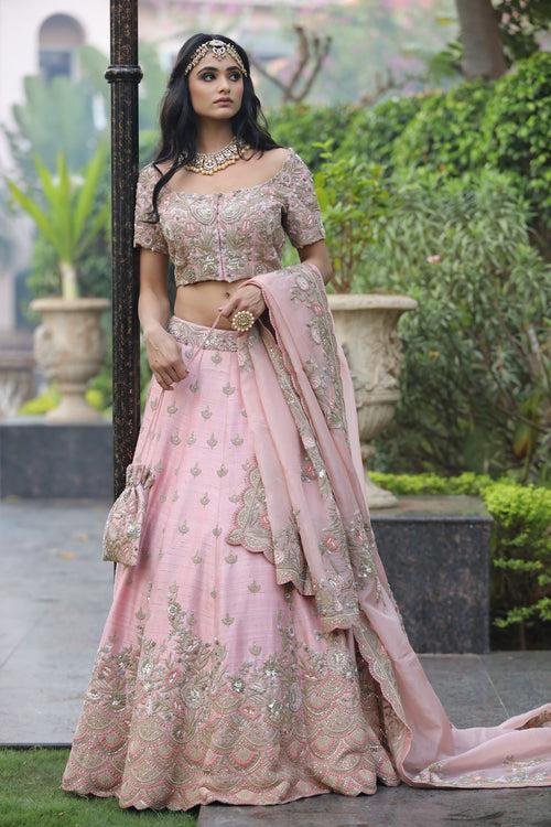 Blushing Peach Lehenga Set