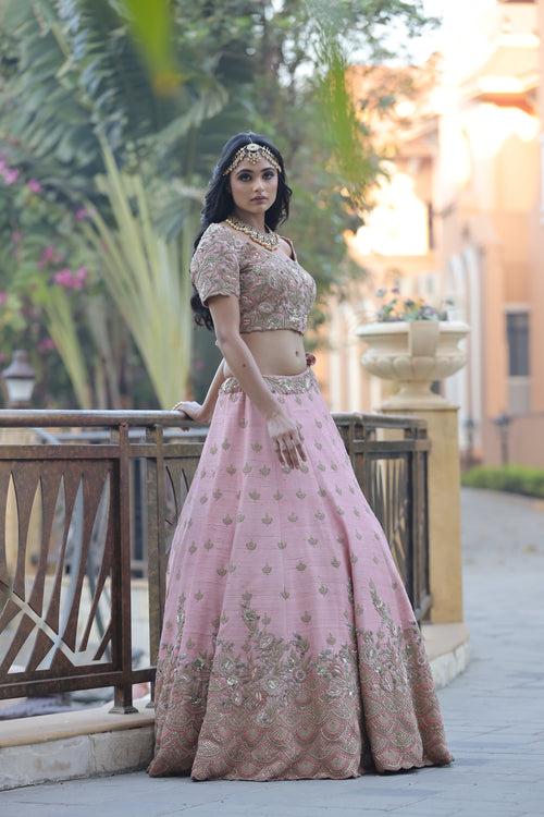 Blushing Peach Lehenga Set