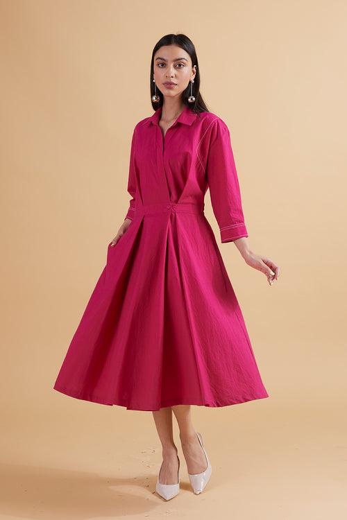 ELEANOR PINK SOLID DRESS