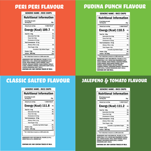 Rice Popped Chips -  20 Packs (48 Grams Each) - 4 Flavours X 5 Packs