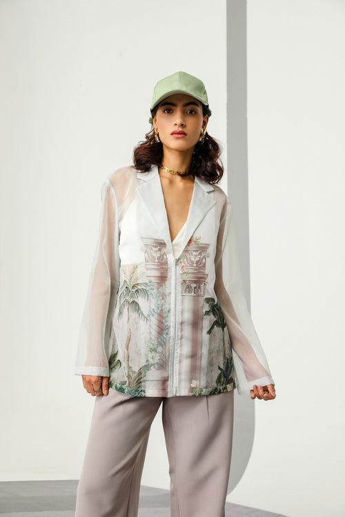 Cara White Sheer Shirt Set