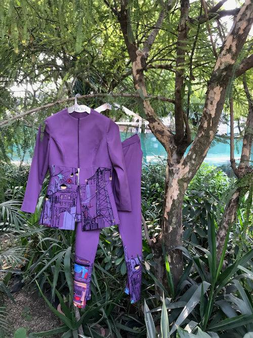 Purple City Print - Corset Coat Set