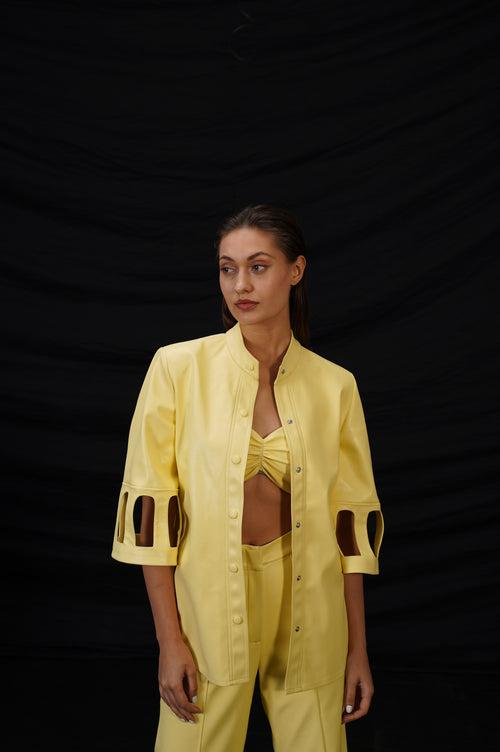 Yellow Faux Leather Archway Hollow Set