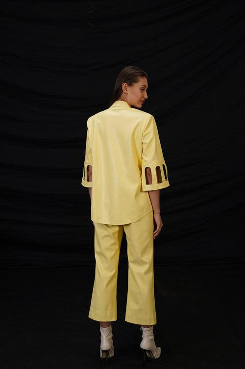 Yellow Faux Leather Archway Hollow Set