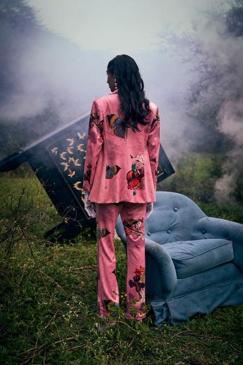 Rose Pink Aglais Print Pant Suit