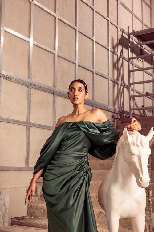 Green Draped Dress