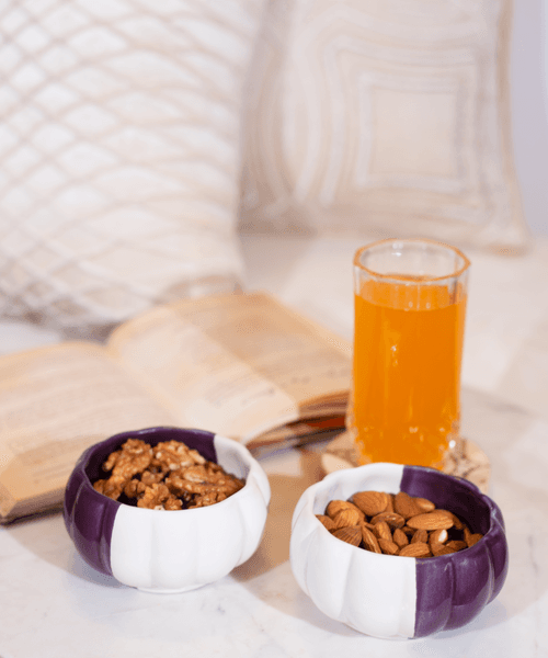 Ceramic Half Purple and White Bowls