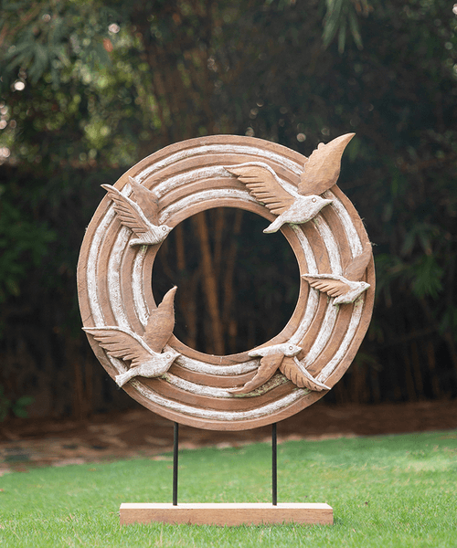 Infinity Wheel With Birds Sculpture