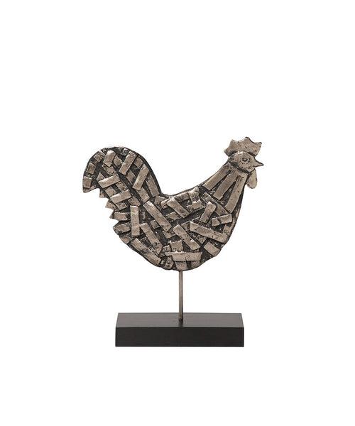 Silver And Black Oxidized Rooster