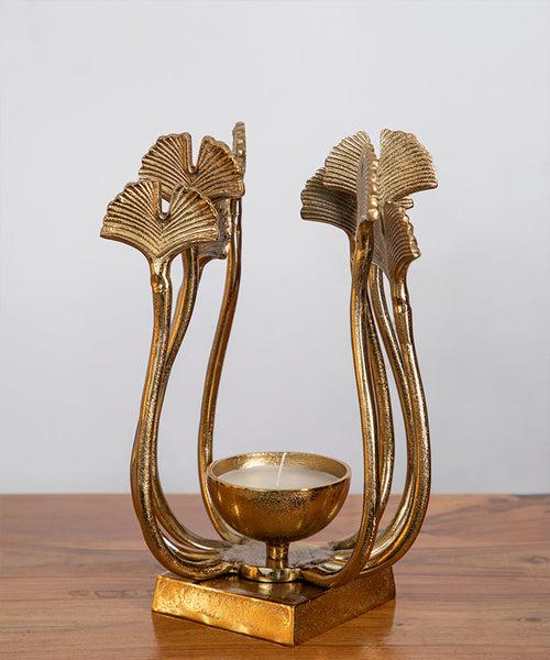 Champagne Gold Lily Candle Holder