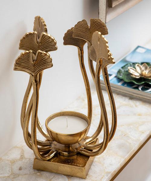 Champagne Gold Lily Candle Holder