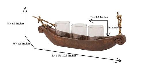 Wooden Boat Candle Holder