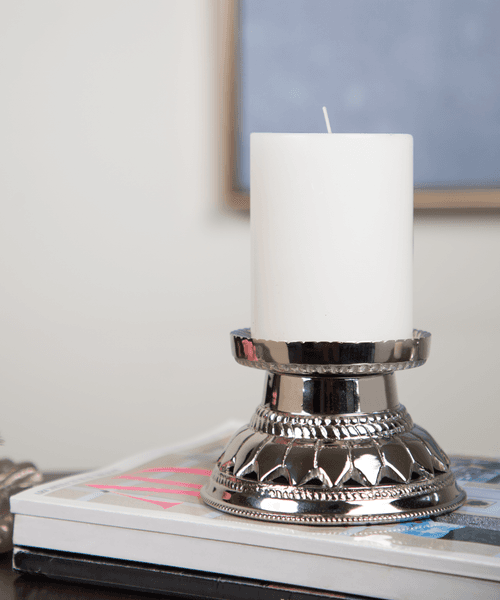 Silver Mandala Candle Holder