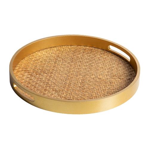 Round Weave Cane Serving Tray