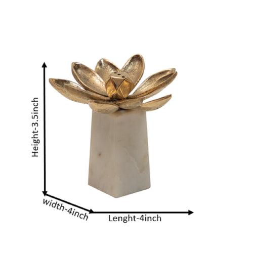 Lotus Incense Holder With Marble White Base