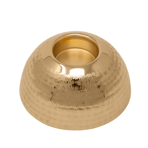 Dome Shaped Baarik Texture Tea Light Candle Holder Light Gold Finish