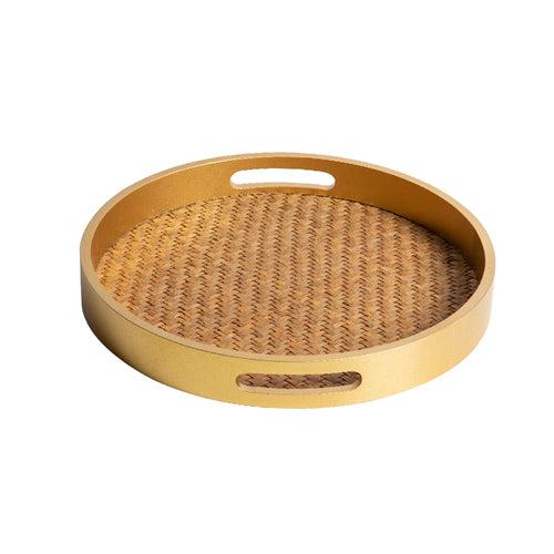 Round Weave Cane Serving Tray