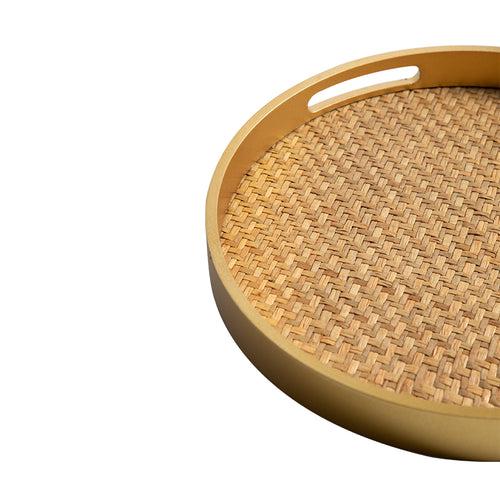 Round Weave Cane Serving Tray