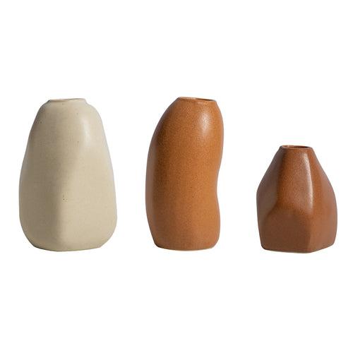 Glazed Unshaped Ceramic Vase Set of 3