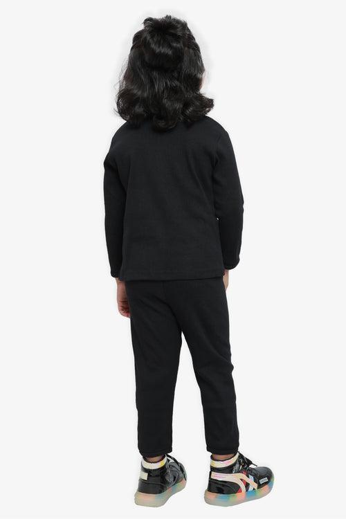 Ventra Black Solid stretch Nightwear