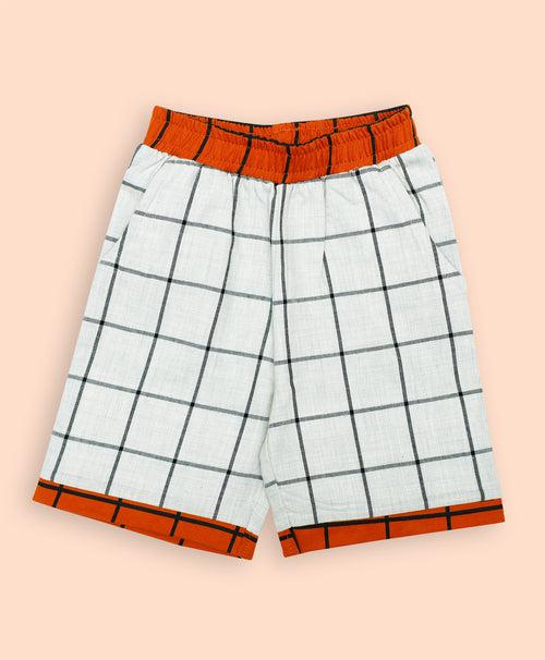 Ventra Checky Orange Shorts Set