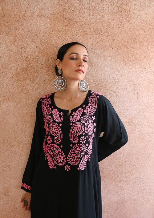 Rubaab Chikankari Rayon Straight Kurta Set