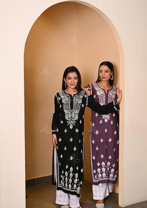 Eshal Chikankari Modal Straight Kurta