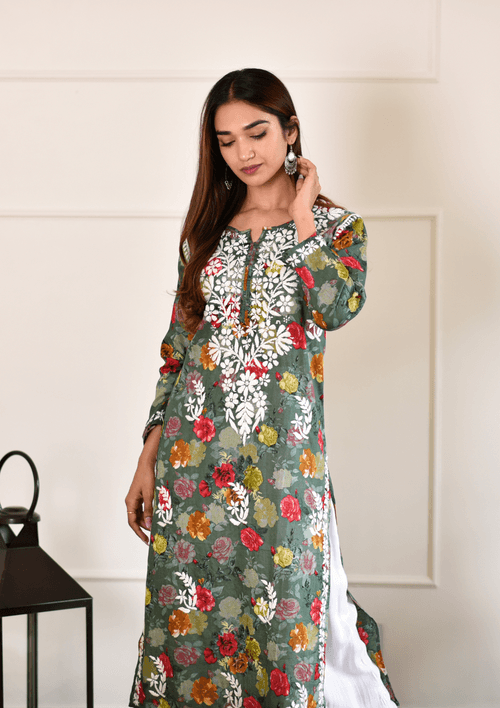 Nuha Chikankari Mulmul Straight Kurta