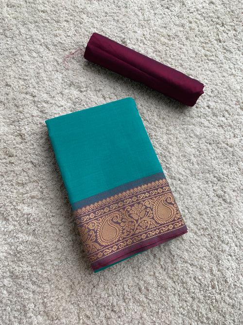 Blue chettinad cotton saree