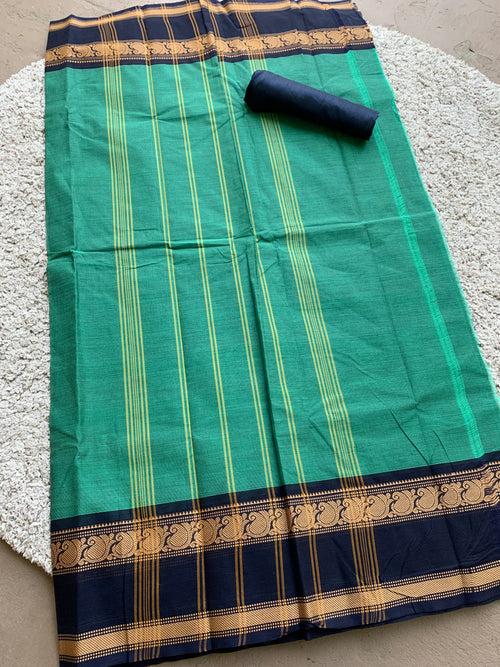 Blue chettinad cotton saree