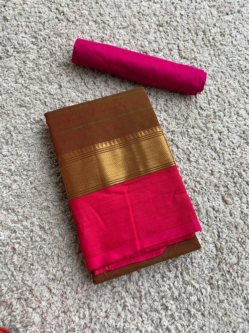 Brown chettinad cotton saree