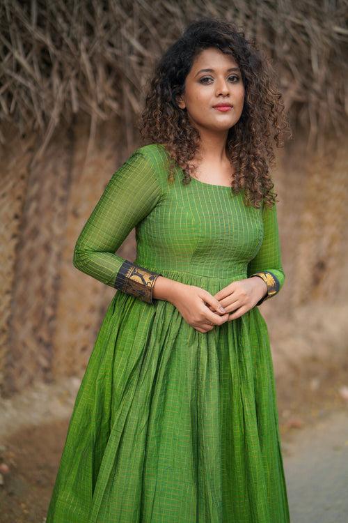 Green Cotton Anarkali