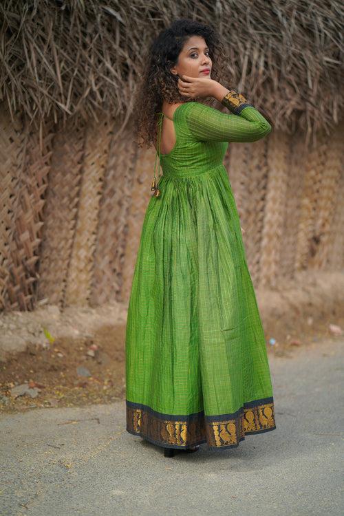 Green Cotton Anarkali