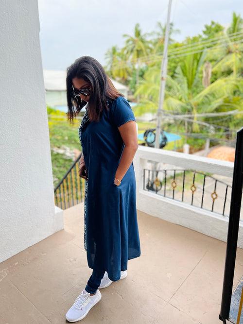 Navy Blue Collar Shirt Dress