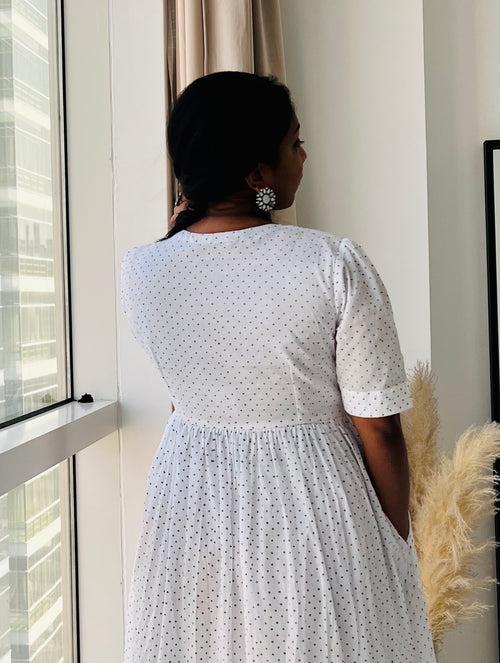 White polka dots cotton dress