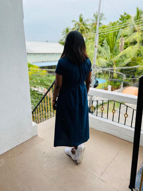 Navy Blue Collar Shirt Dress