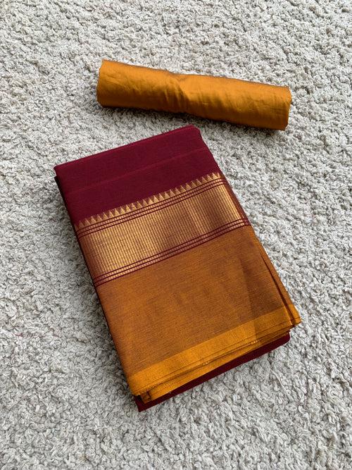 Maroon chettinad cotton saree