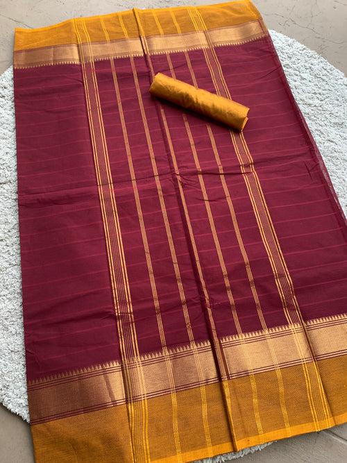 Maroon chettinad cotton saree