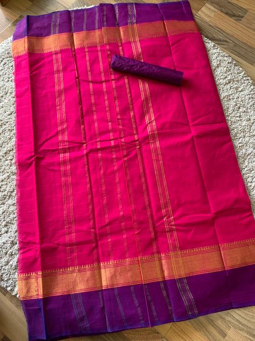 Pink chettinad cotton saree