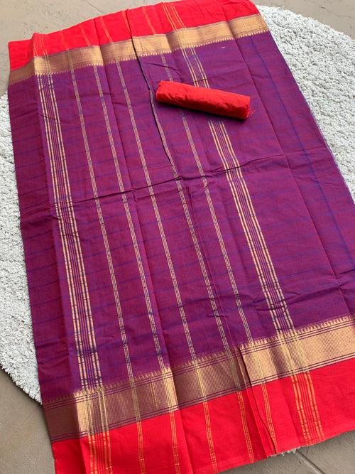 Purple chettinad cotton saree