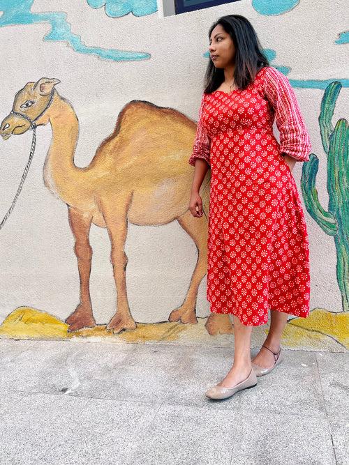 Red cotton dress