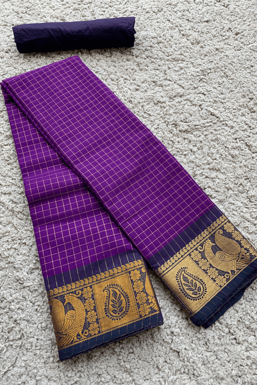 Violet chettinad cotton saree