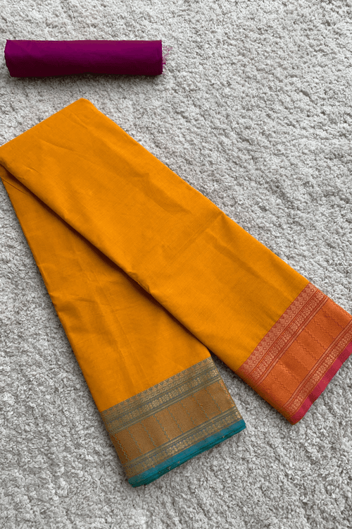 Yellow chettinad cotton saree